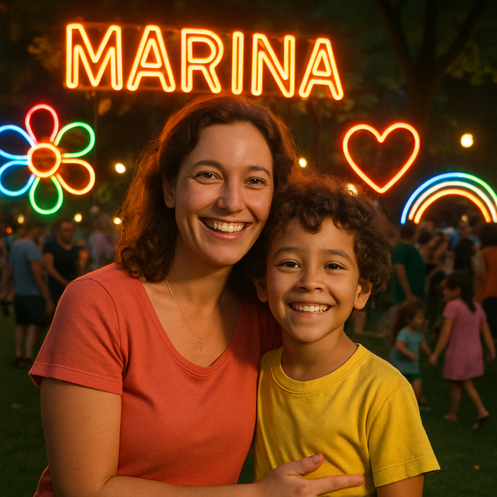 Marina and child at a family event
