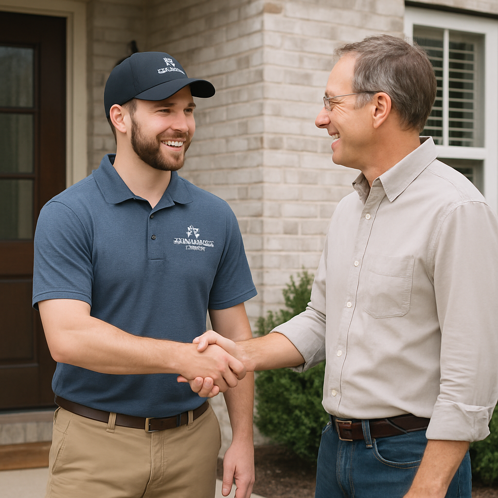 Honeycutt Homes team member greeting a resident with a handshake