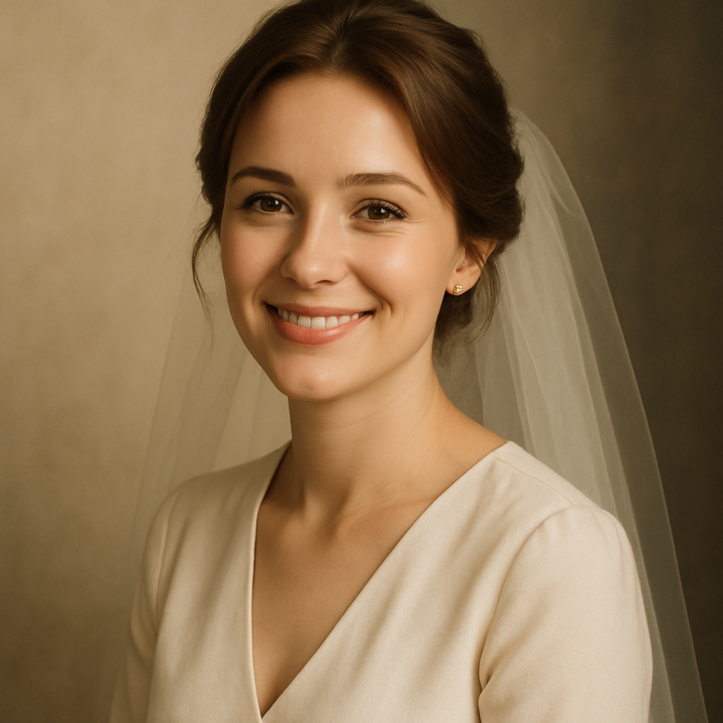 Portrait of Anna, smiling bride