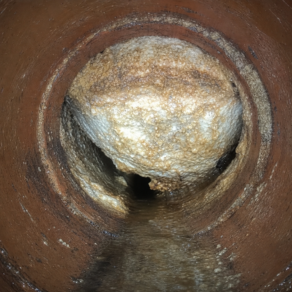 Sewer camera view of a clean, unobstructed pipe interior