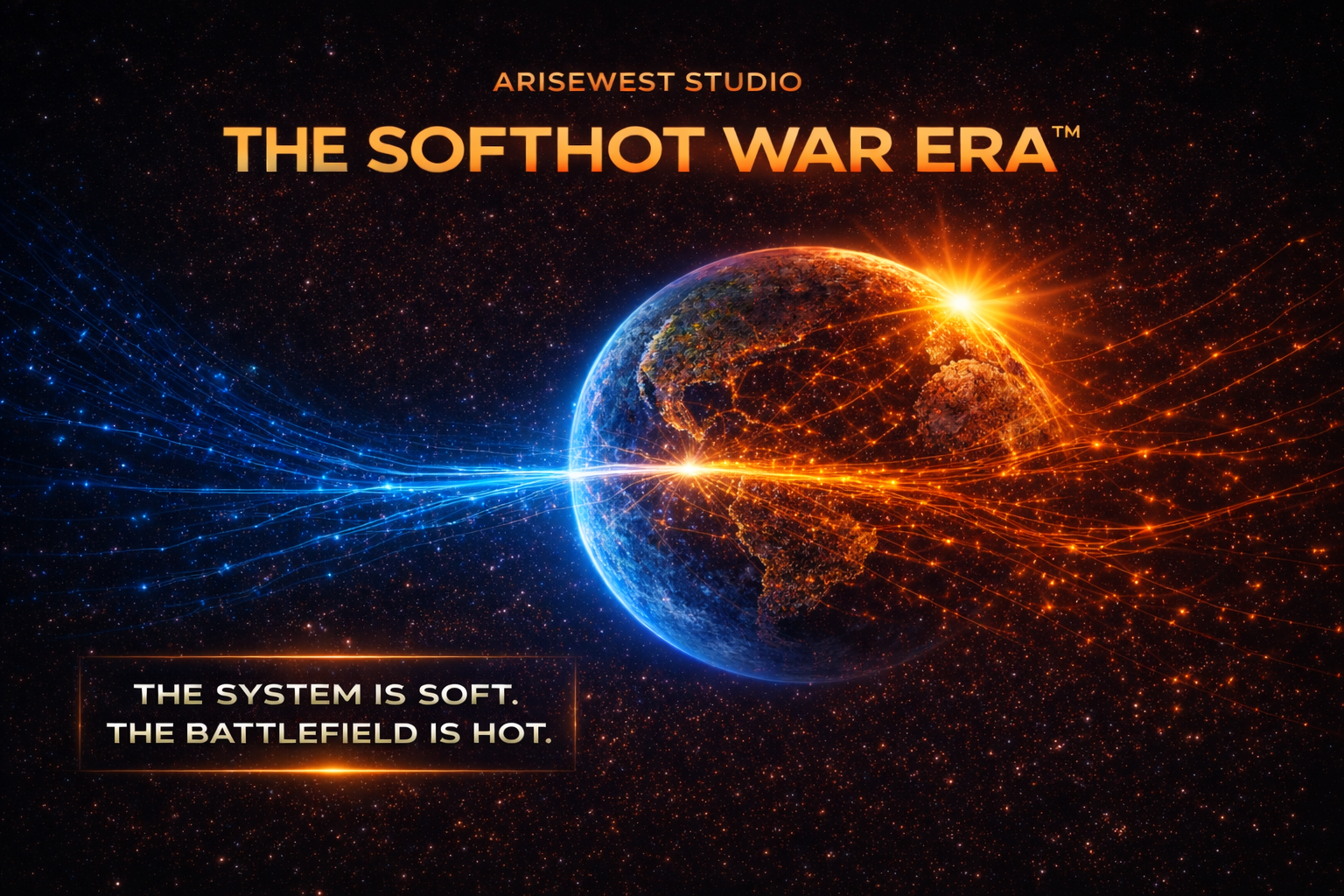 Cinematic Arisewest Studio hero artwork with a dark editorial palette, atmospheric glow accents, and high-contrast typography
