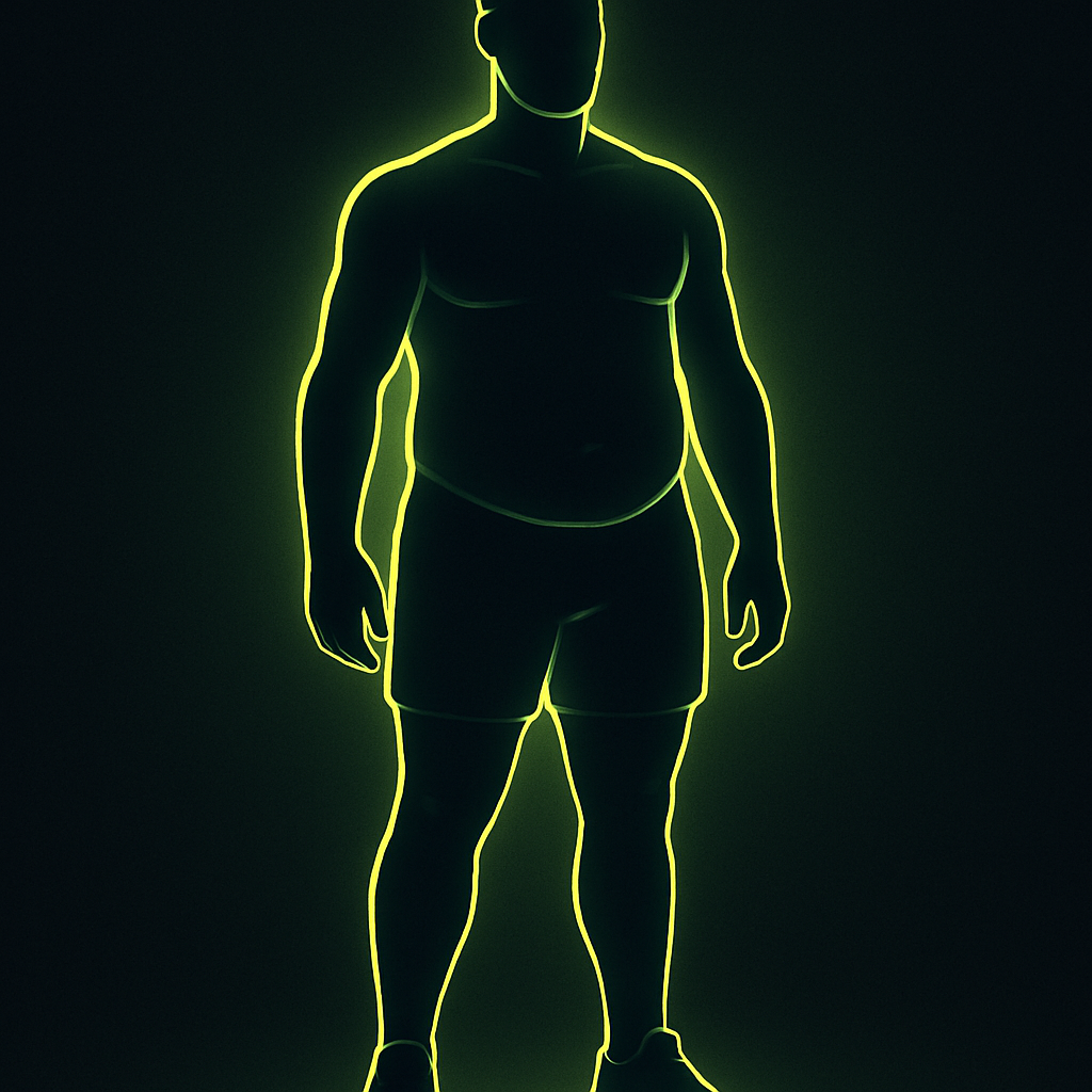 Soft midsection male silhouette before transformation