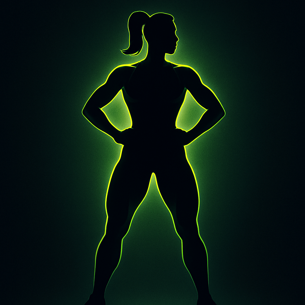 Strong athletic female silhouette after strength gain