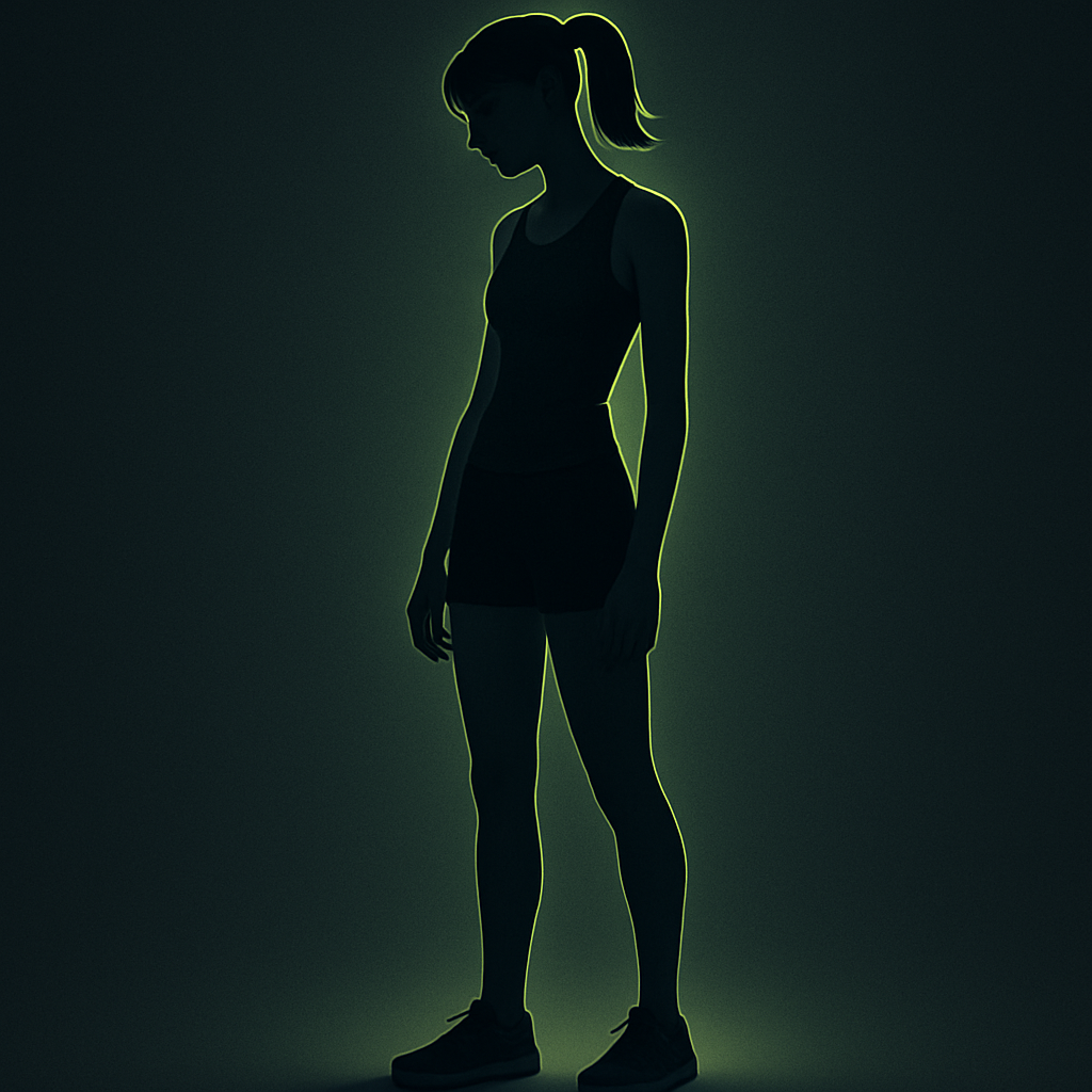 Slender female athlete silhouette before strength program