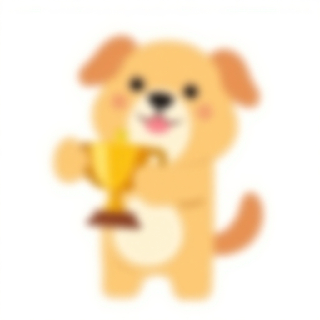 Dog holding a trophy icon