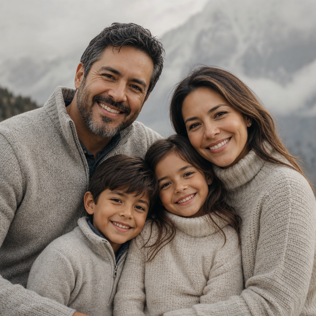Portrait of the Alvarez family who traveled through the Alps