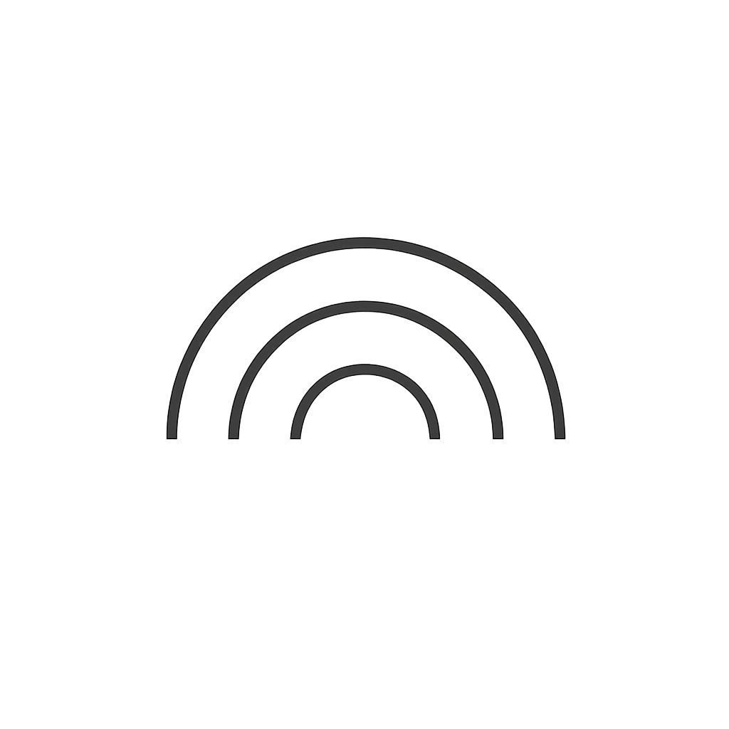 Abstract arc symbol with layered semicircles forming a subtle horizon