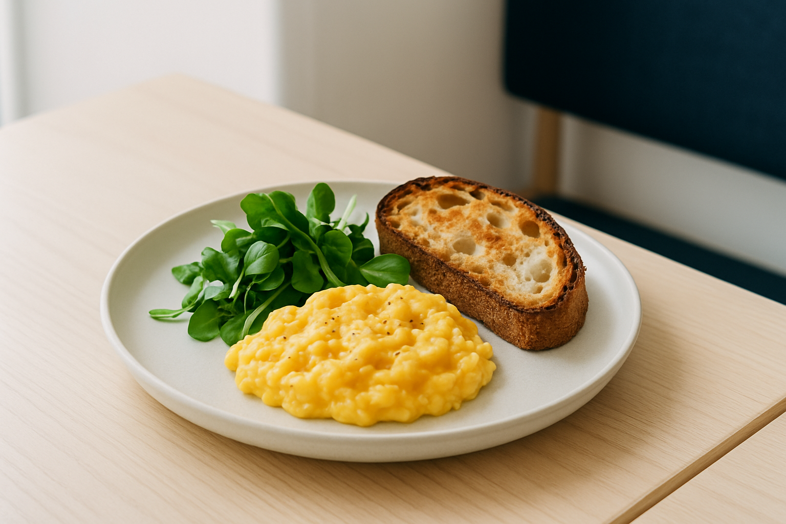 Breakfast plate with eggs and toast