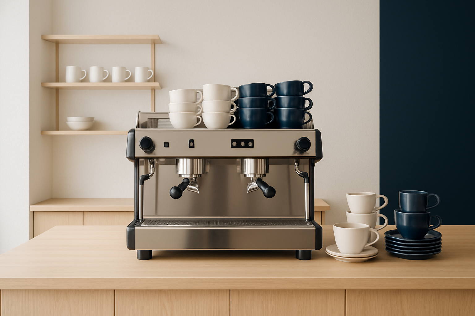 Cafe counter with espresso machine