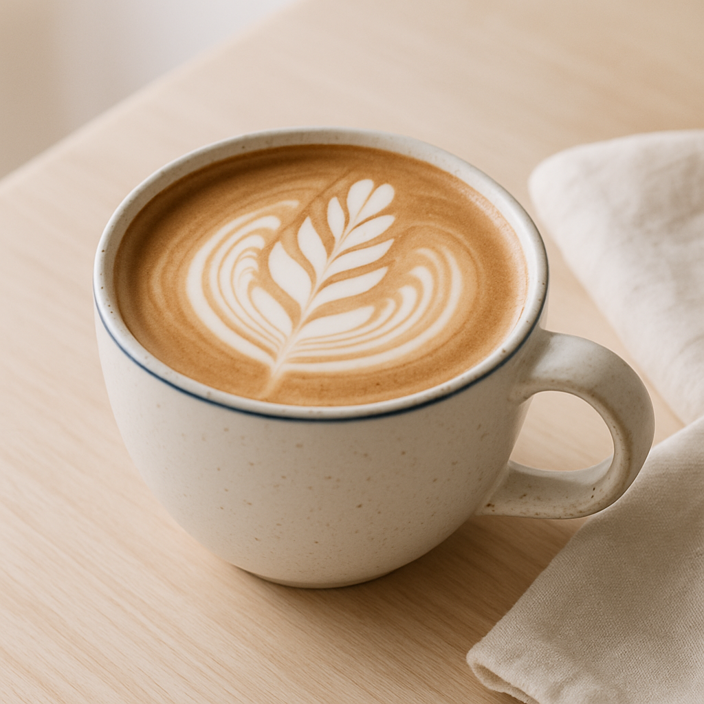 Ceramic latte cup with art