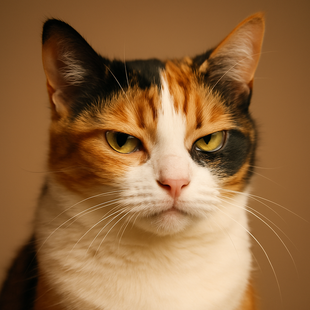 Sassy calico cat giving side-eye