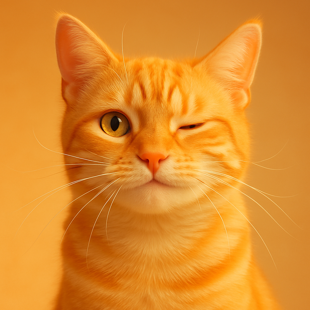 Orange tabby cat with a dramatic raised eyebrow