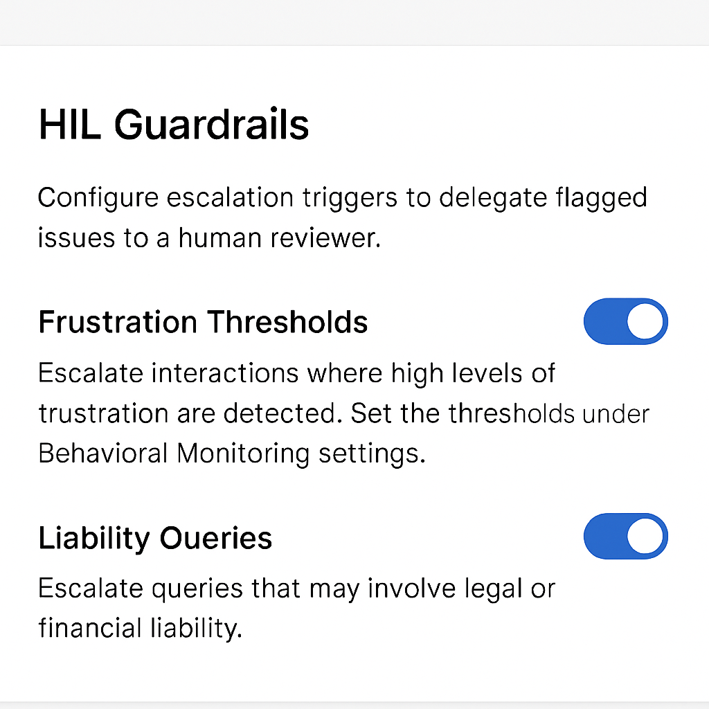Screenshot of HIL Guardrails configuration interface