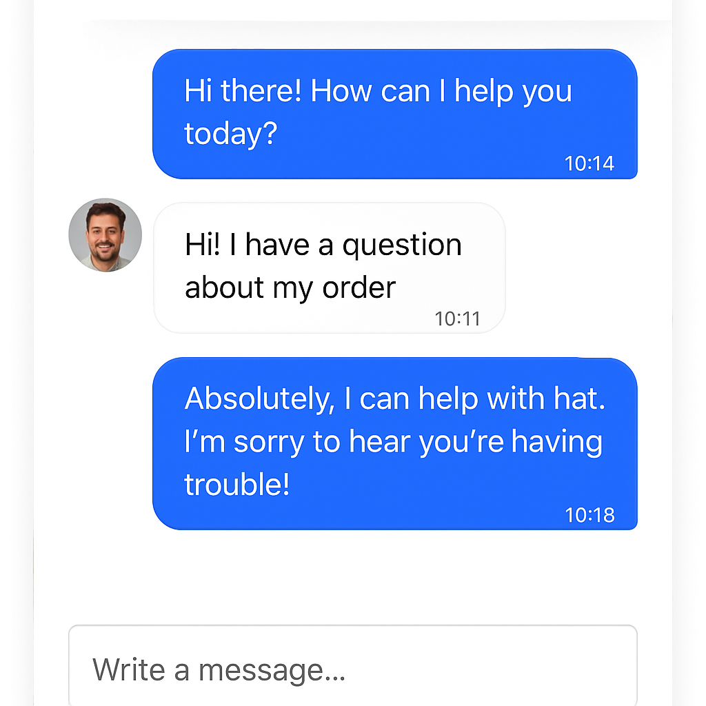 Screenshot showing real human support chat interface