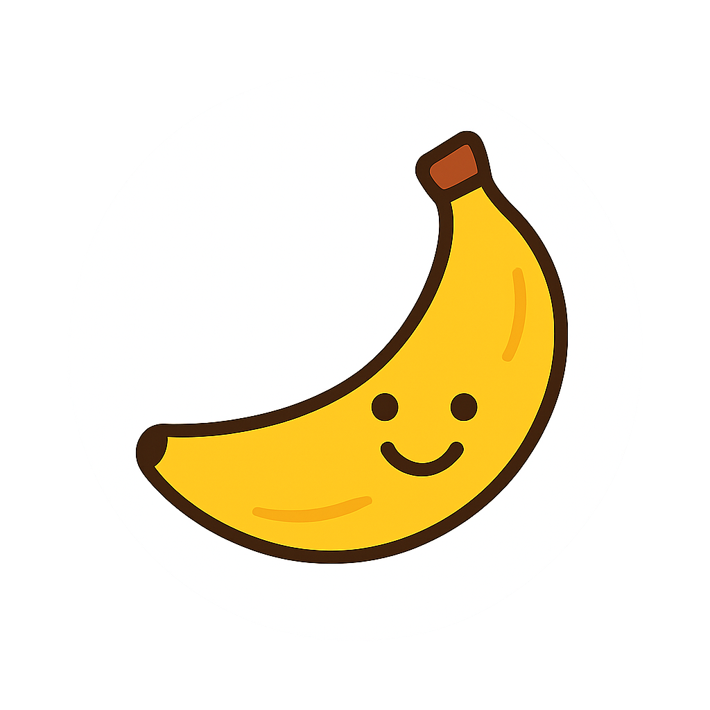 Banana icon with fun face