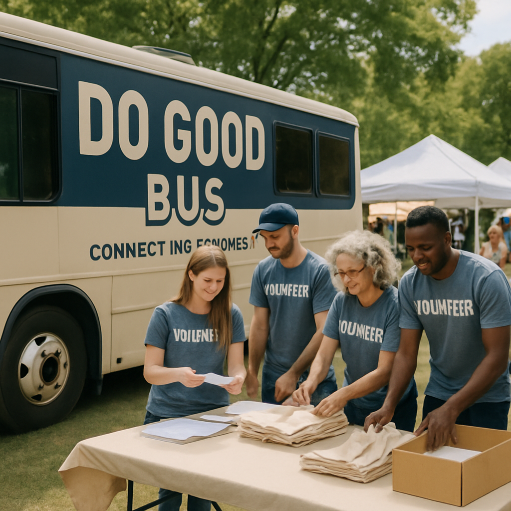 Do Good Bus setup at a community festival