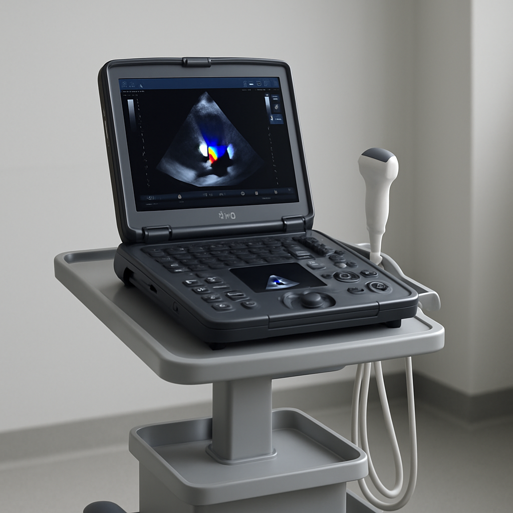 Portable ultrasound cart system with integrated monitor and probes in a clinical staging area