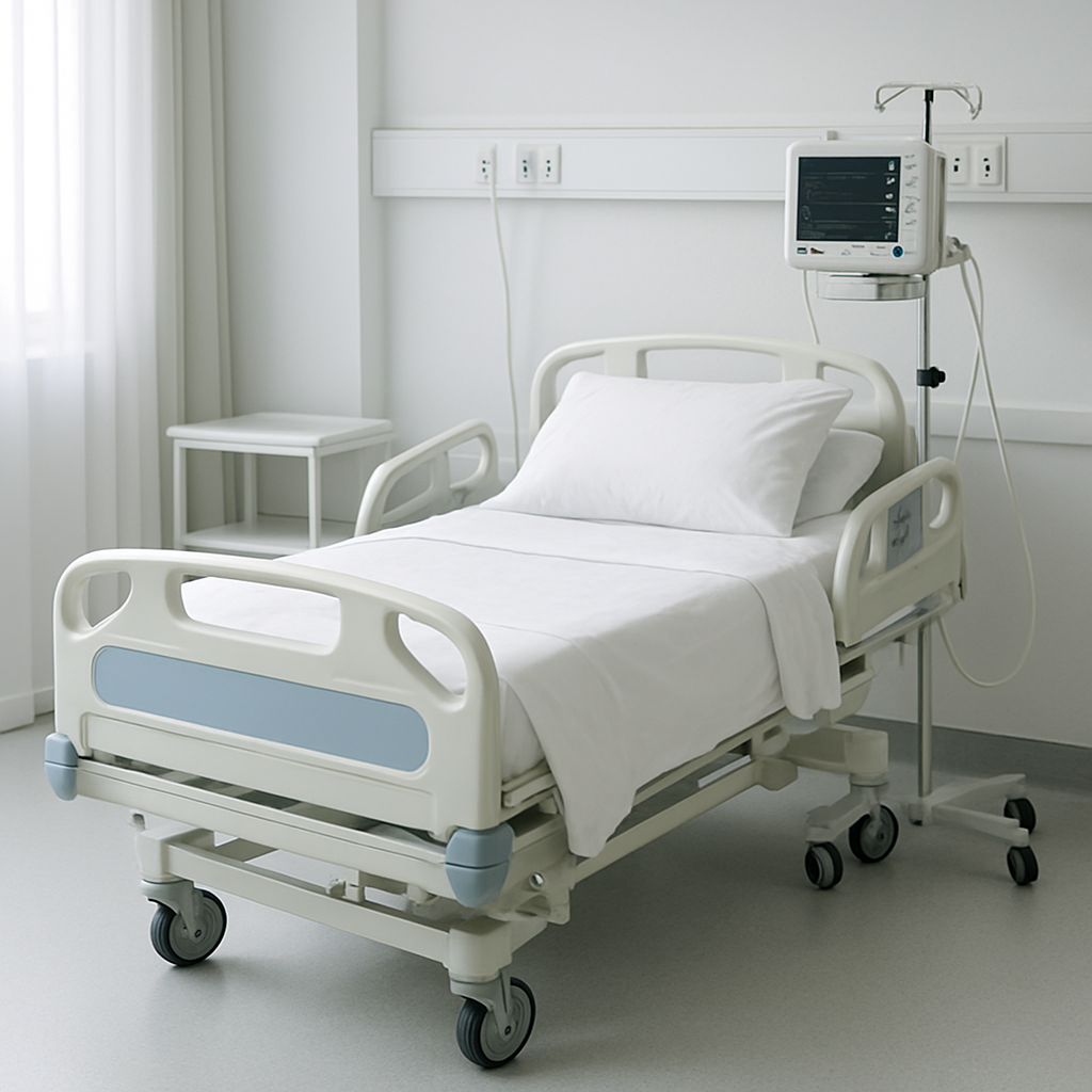 Refurbished hospital bed from Scandinavia with condition documentation for export to Africa