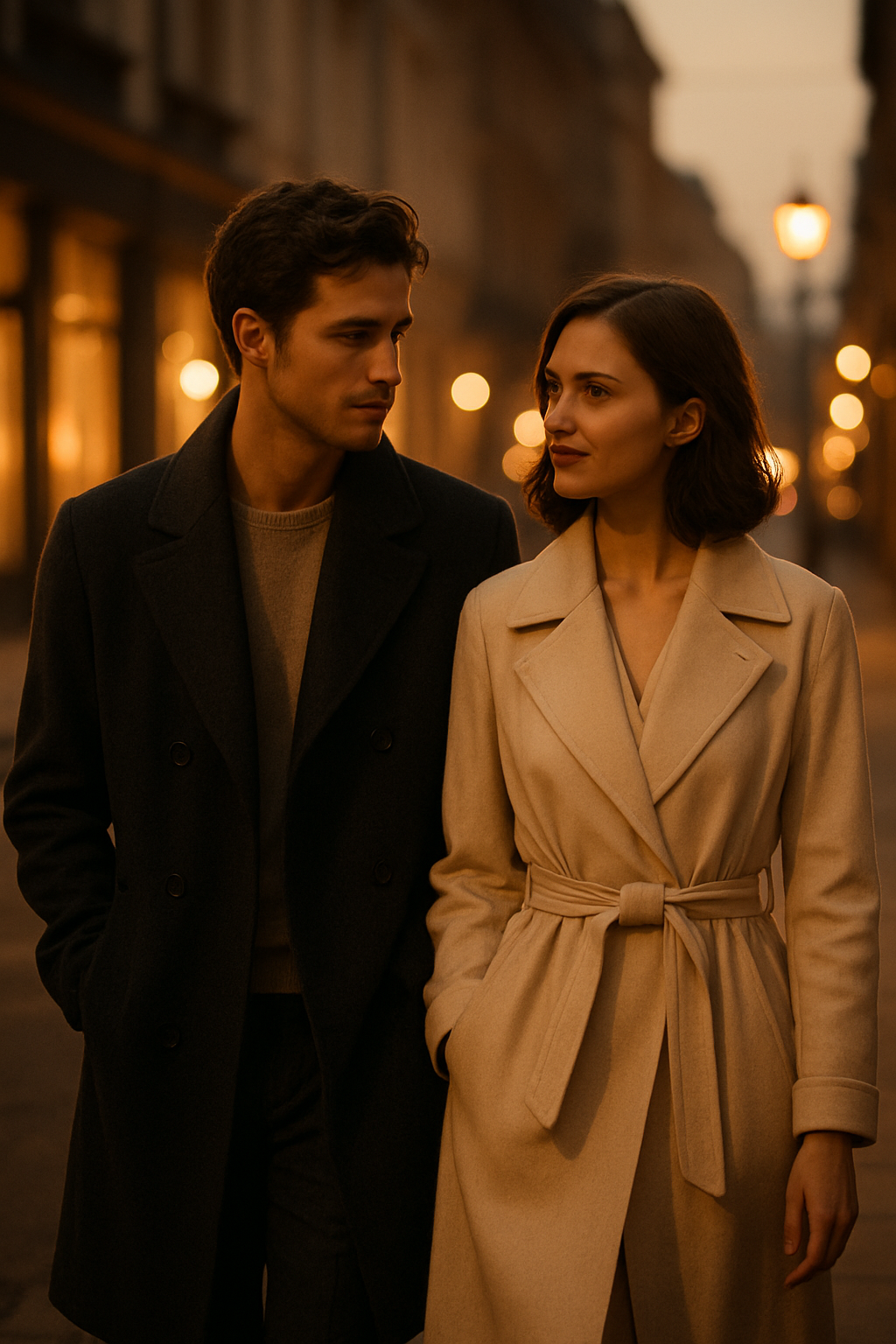 Couple in warm city light