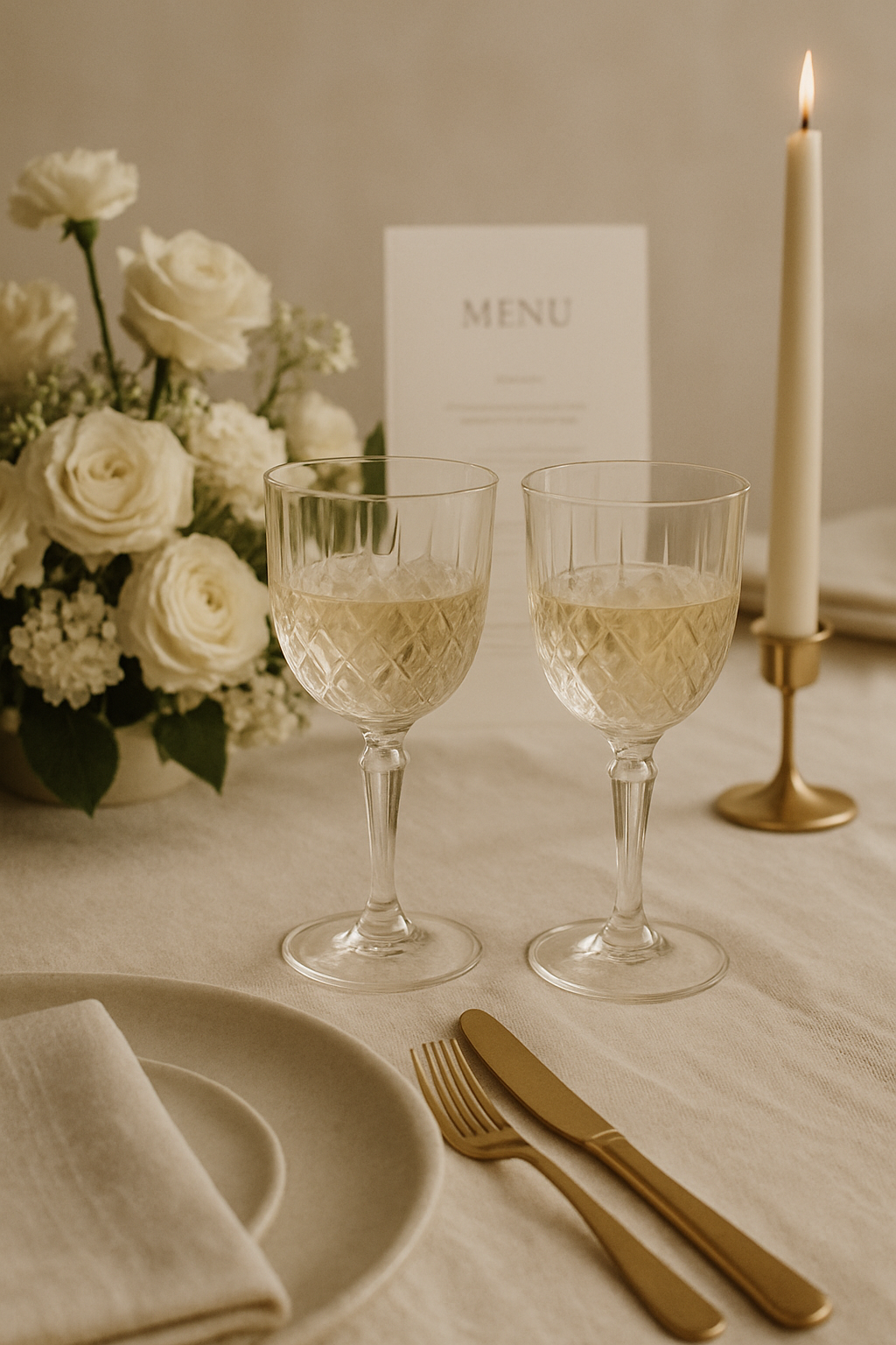 Wedding table toast detail