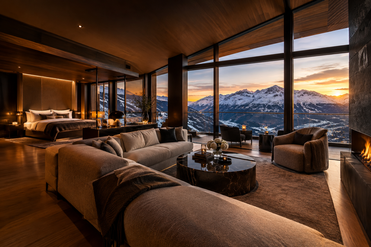 Penthouse Loft Residence with dramatic alpine views, generous living space, and premium contemporary finishes