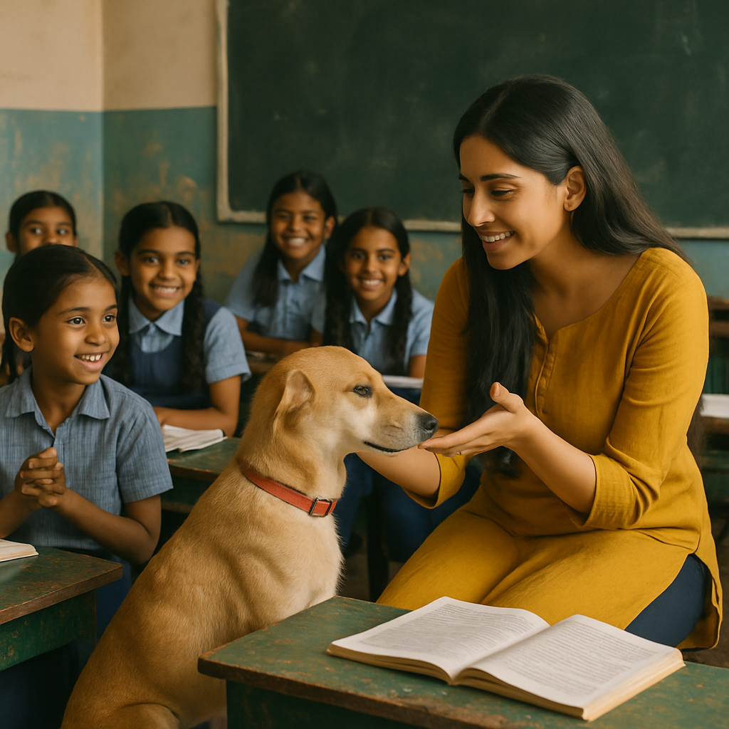Ananya teaching compassion in a Bengaluru school