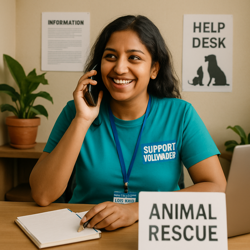 Support volunteer on phone helping with animal rescue questions