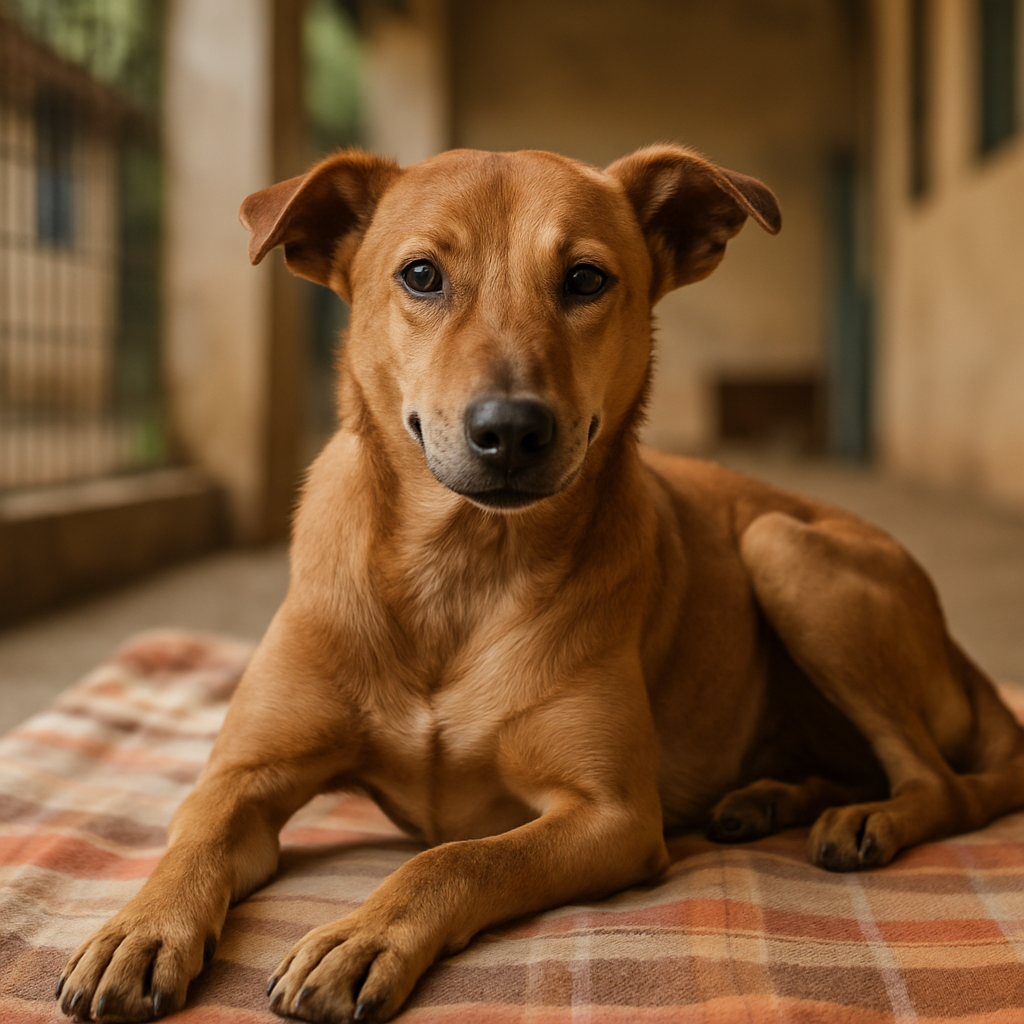 Indian Pariah dog rescued and resting