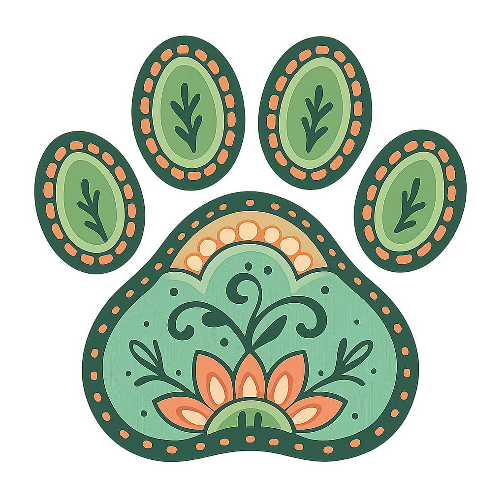 Decorative paw print center bottom