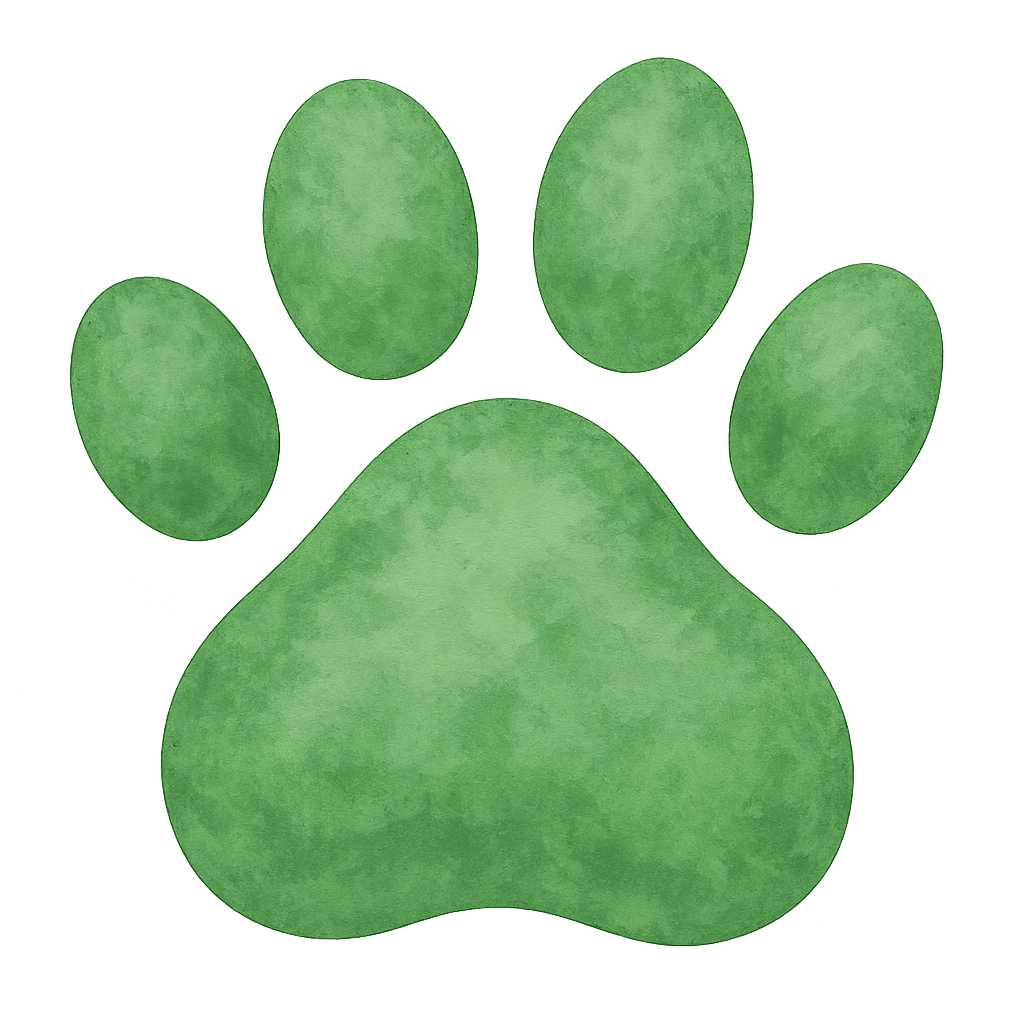 Large playful green paw print