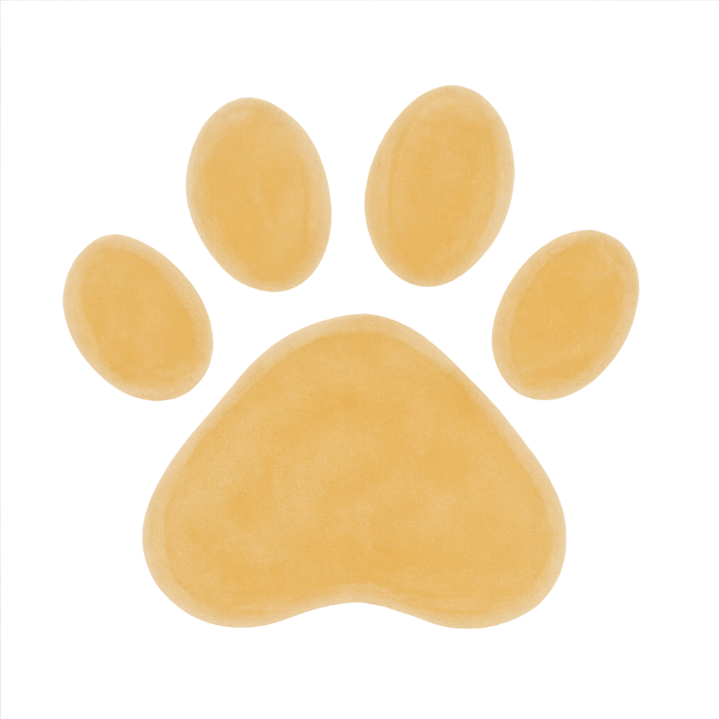 Decorative paw print in mustard yellow
