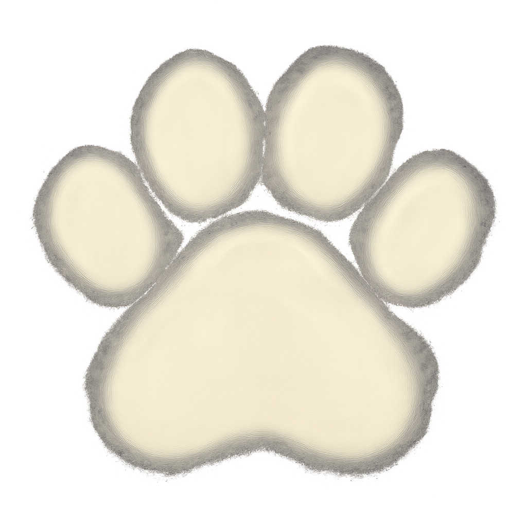 Decorative paw print in off-white