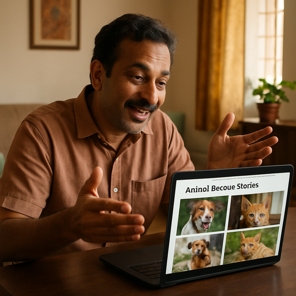 Ravi sharing animal rescue stories online