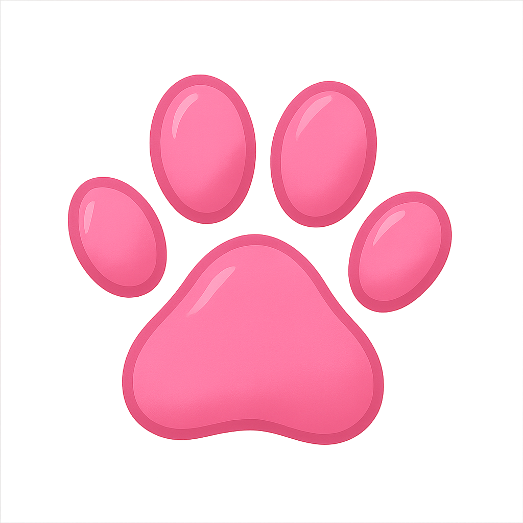 Decorative pink paw print bottom right