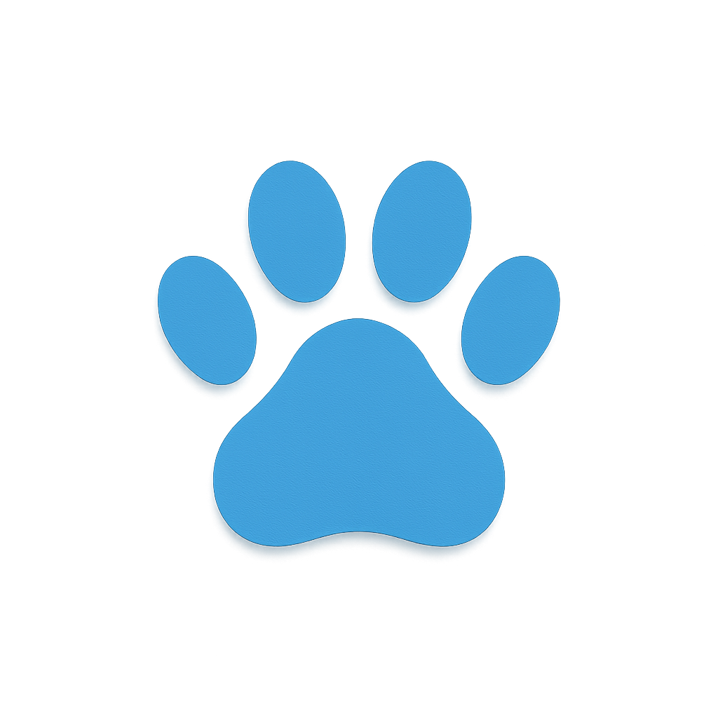Decorative blue paw print mid right