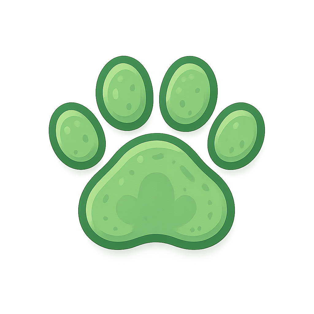 Decorative green paw print top left