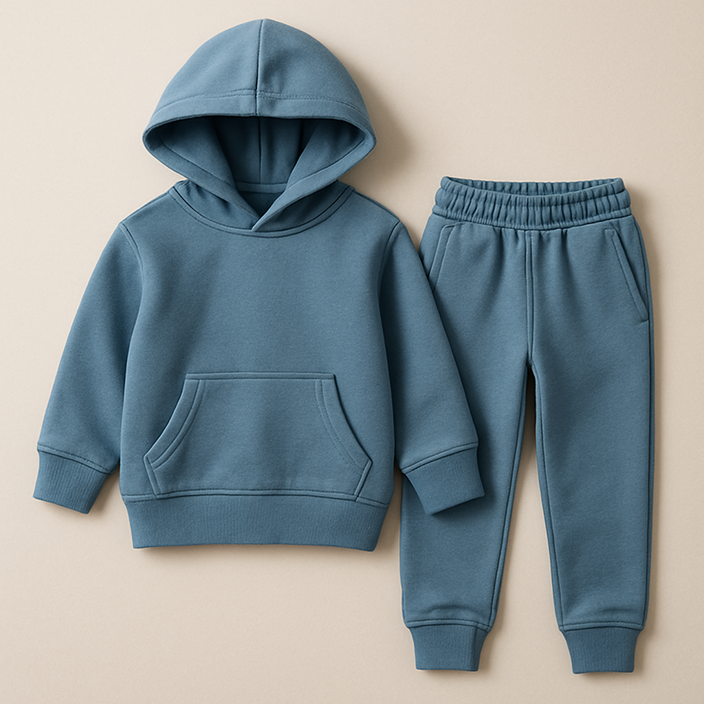 Conjunto infantil azul con buzo y jogger de algodón