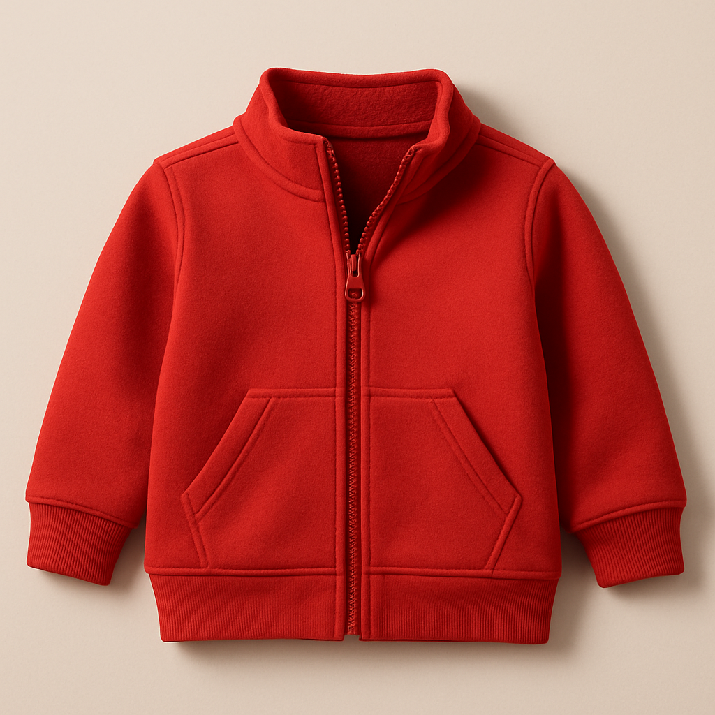 Campera infantil roja con cierre y interior suave