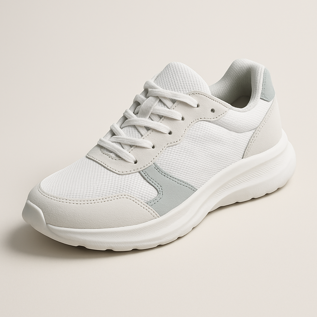 Zapatillas deportivas blancas con detalles grises y suela liviana