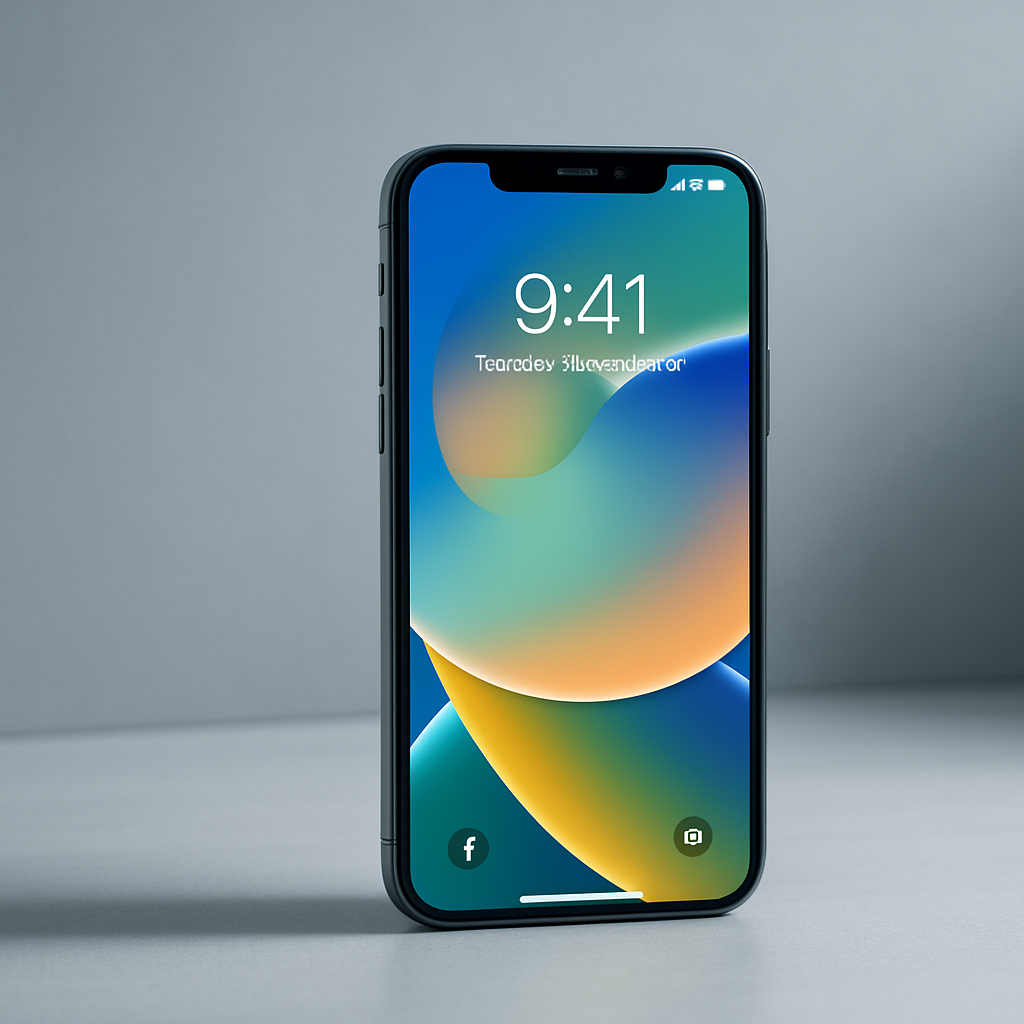 Smartphone moderno con pantalla encendida