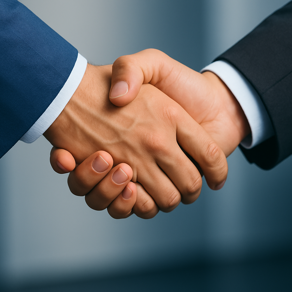 Handshake representing business partnership