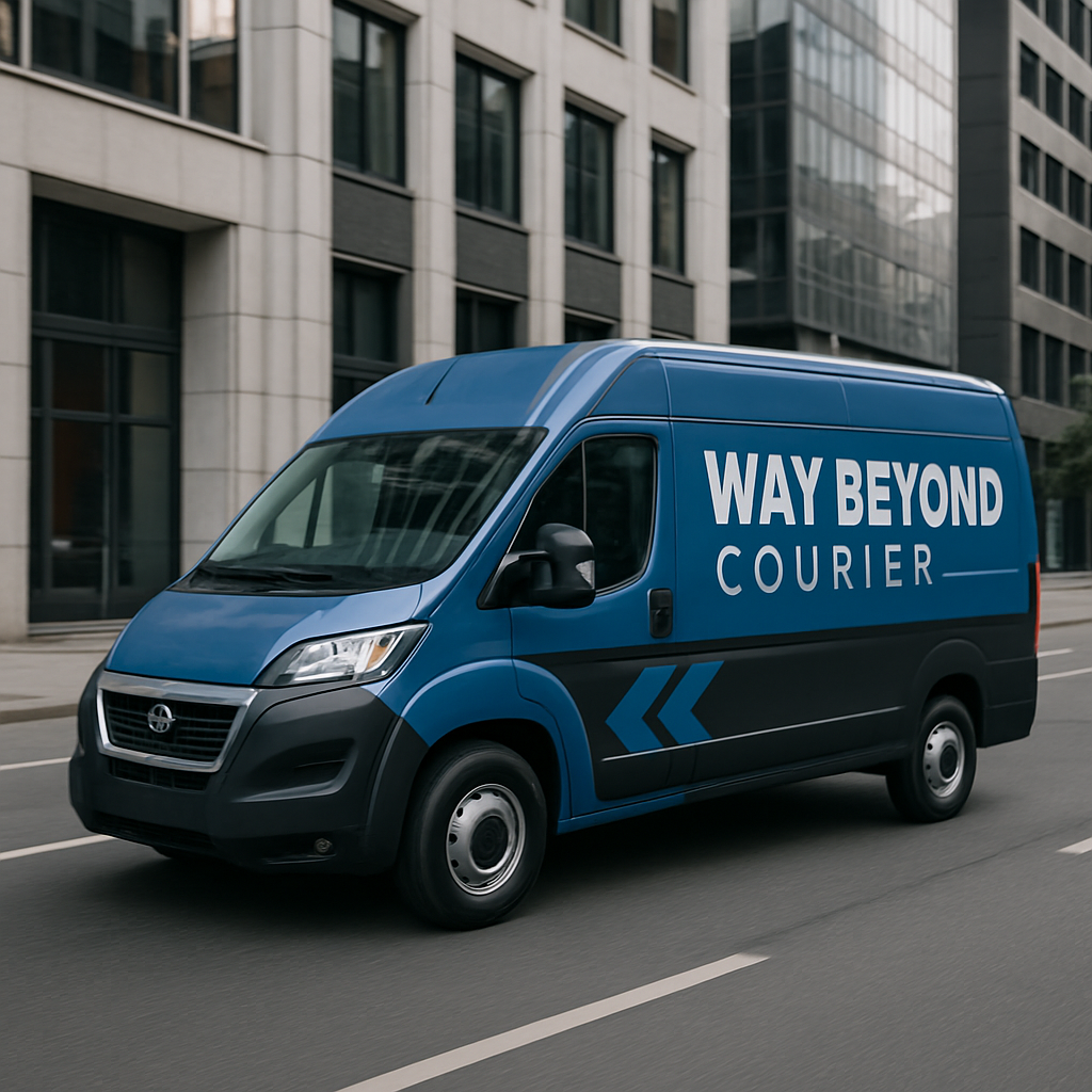 Modern delivery van on the road