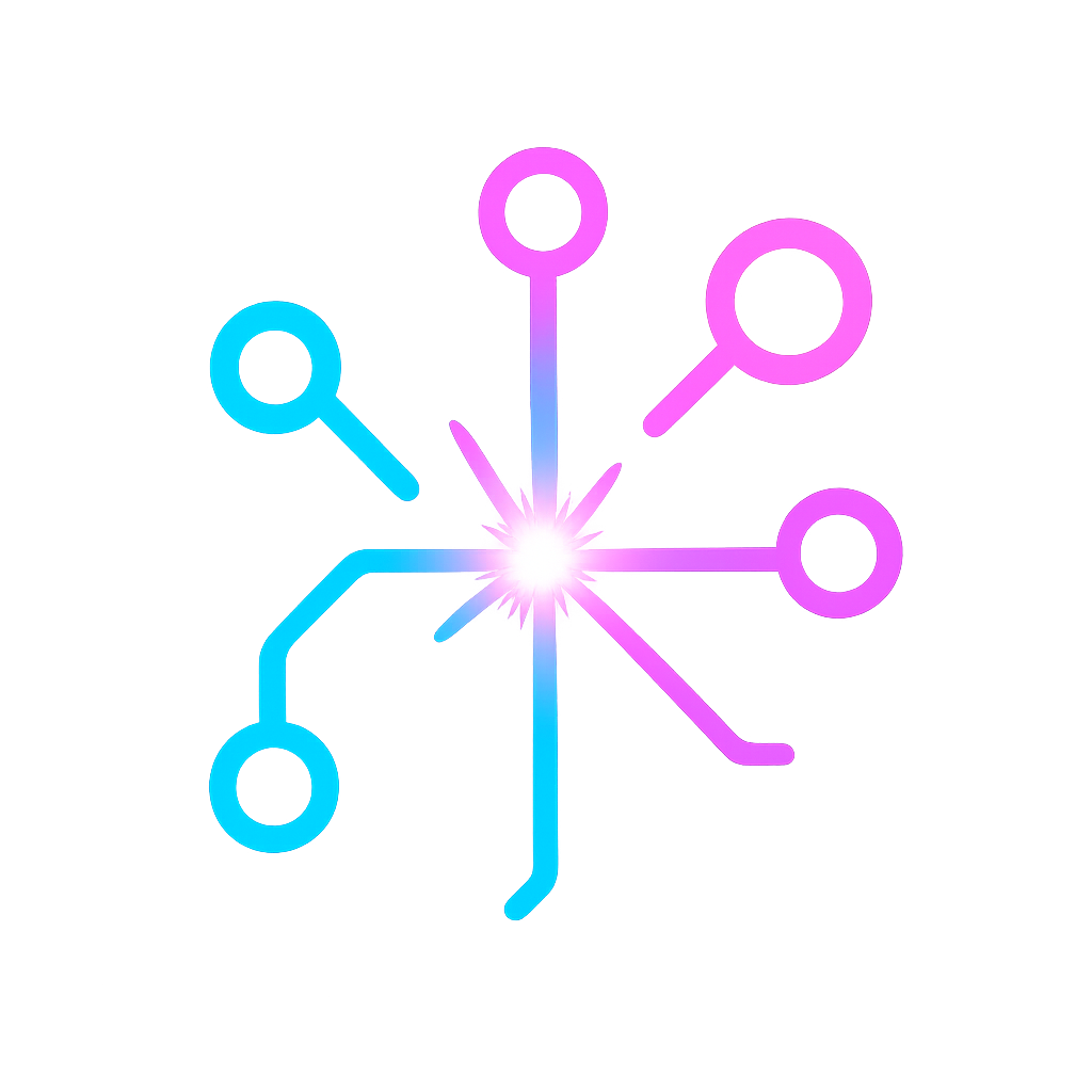 Innovation icon with glowing circuit and spark