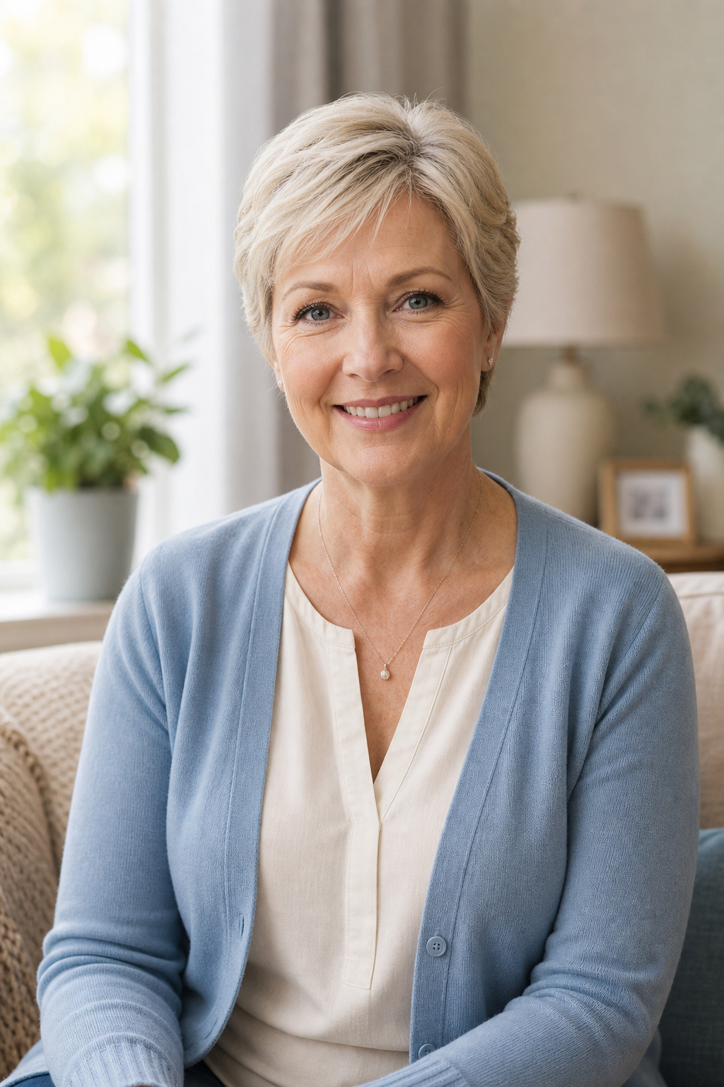 Warm portrait of Mary Collins, a senior caregiver with a gentle smile