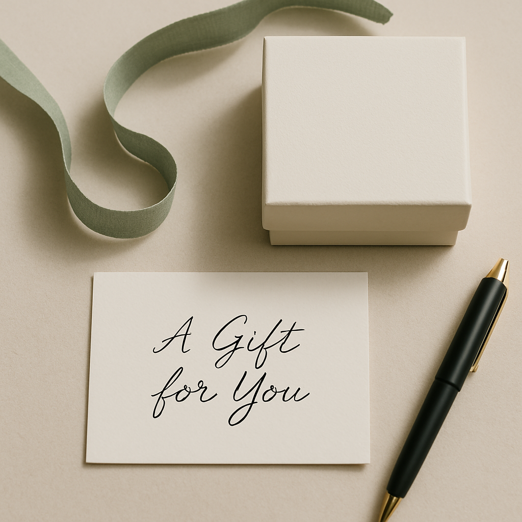 Gift note beside a jewelry box