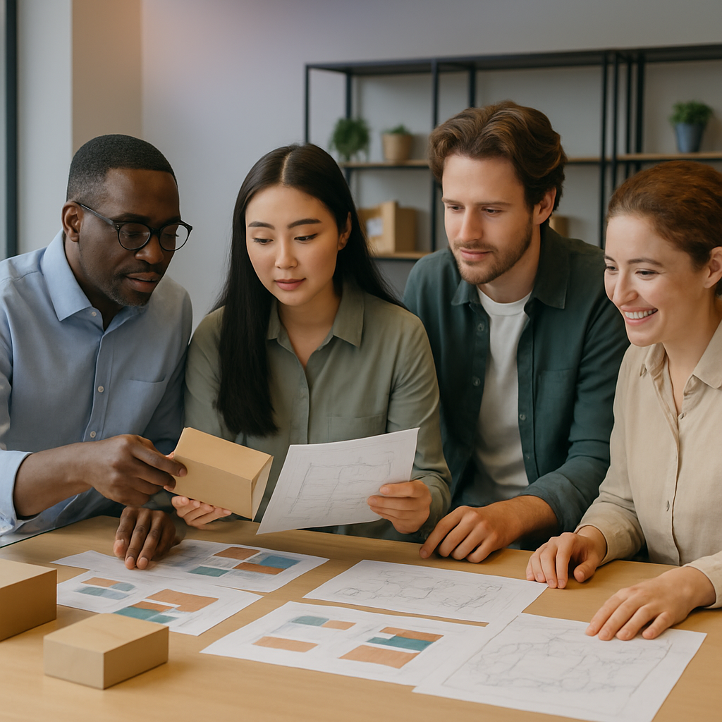 Professional team of packaging experts collaborating at Vacuum Bags Sarl