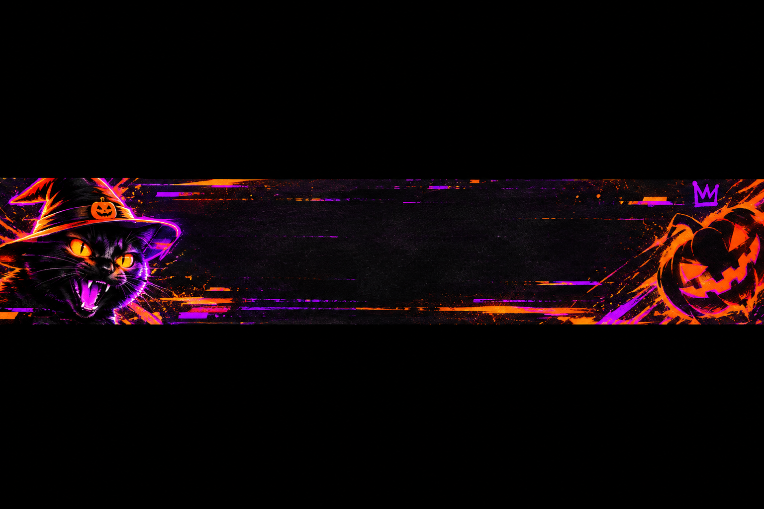 Lightweight horizontal glitch banner with candy-orange and neon-violet streaks for future hero swaps