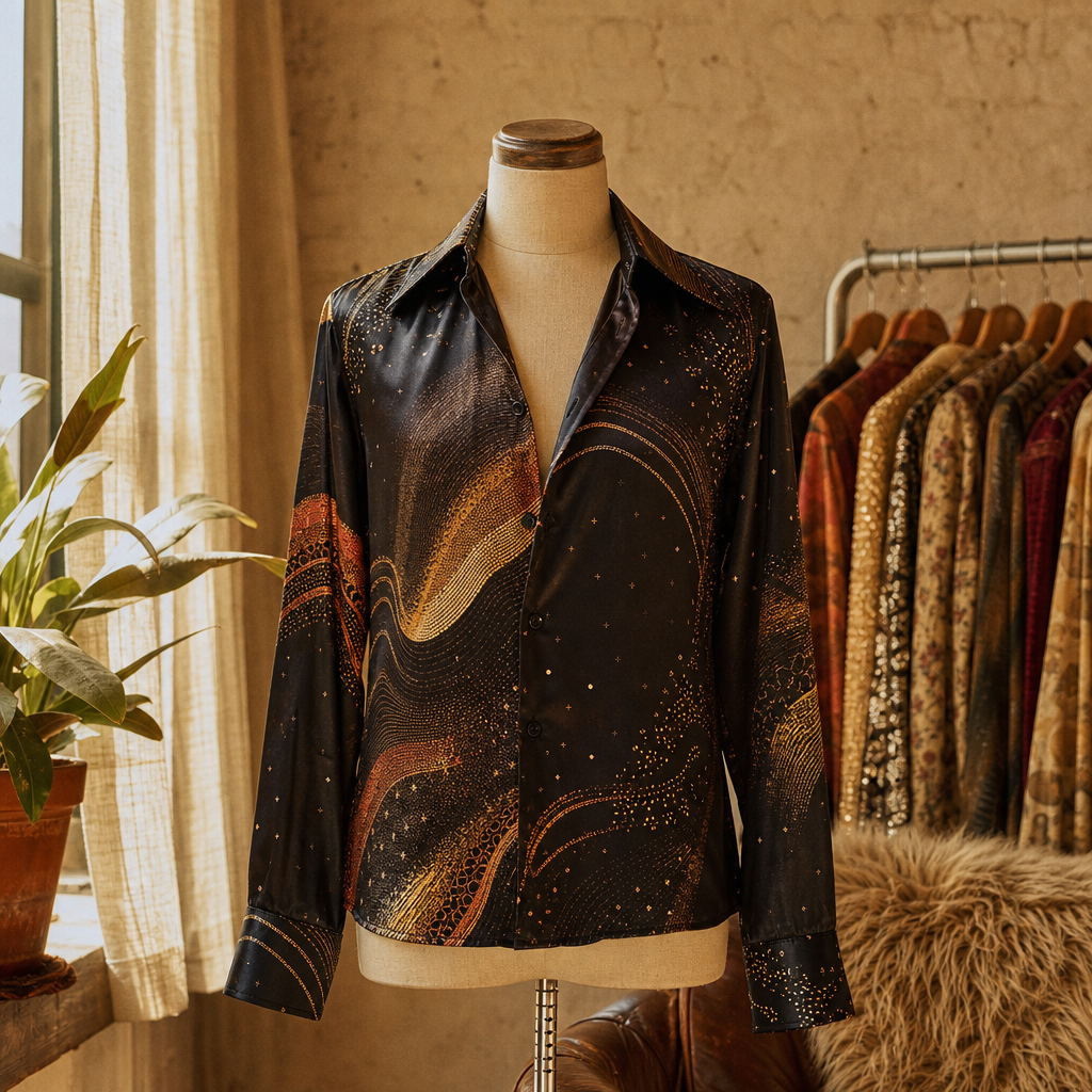 Disco Night Satin Shirt vintage clothing piece