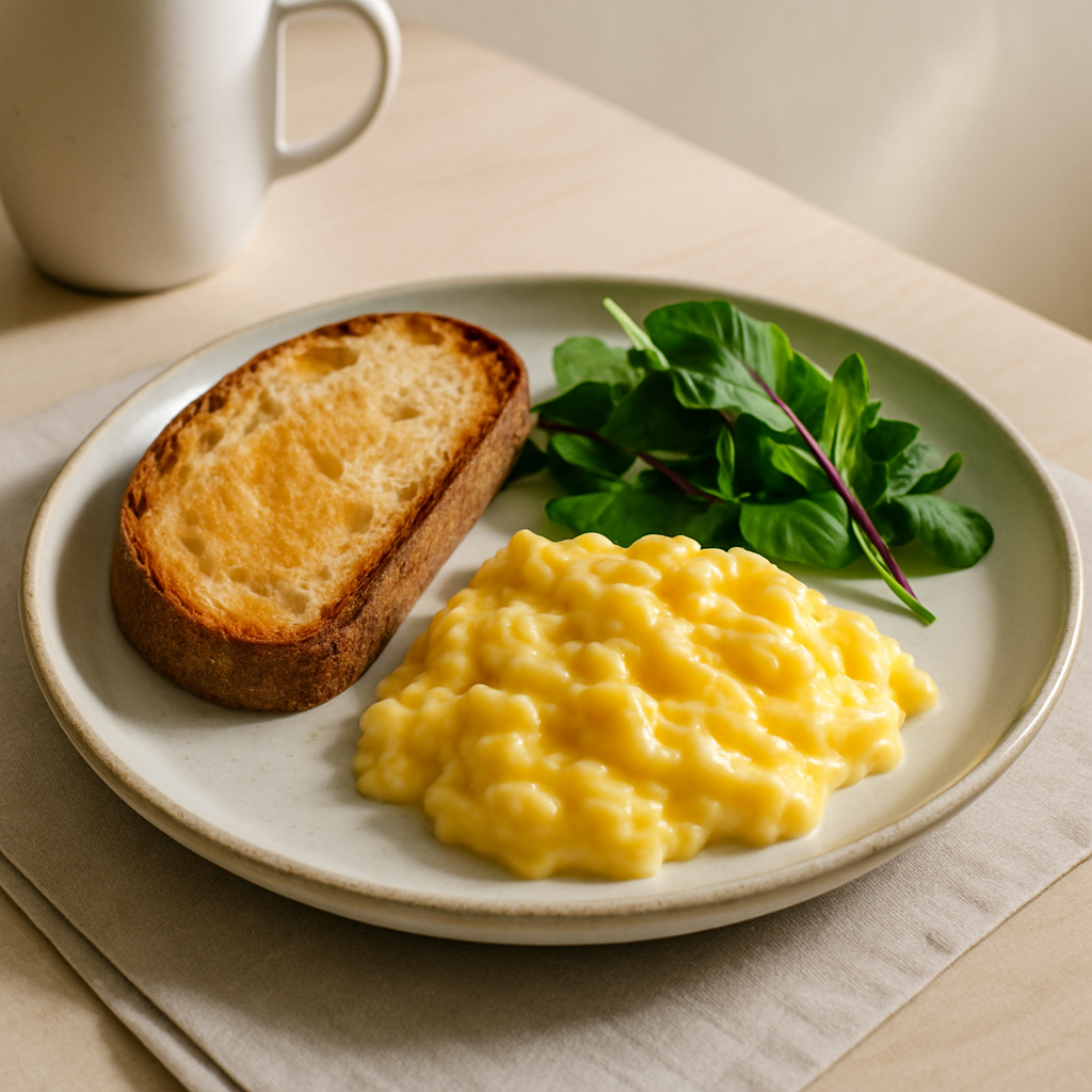 Breakfast plate with eggs and toast