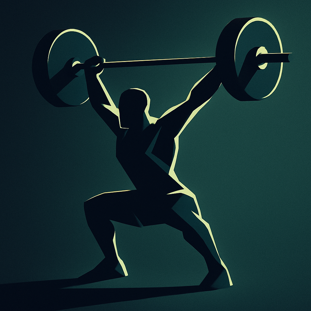 Minimal athlete silhouette performing a powerful lift